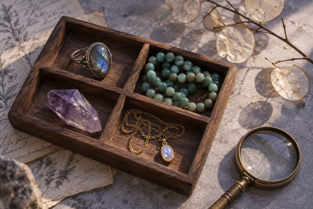 Mueble de joyas y piedras